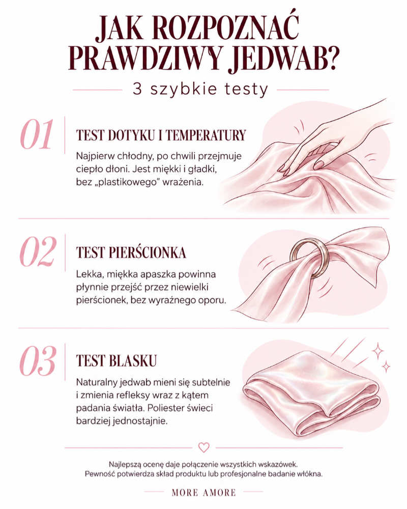 Jak rozpoznać prawdziwy jedwab More Amore infografika